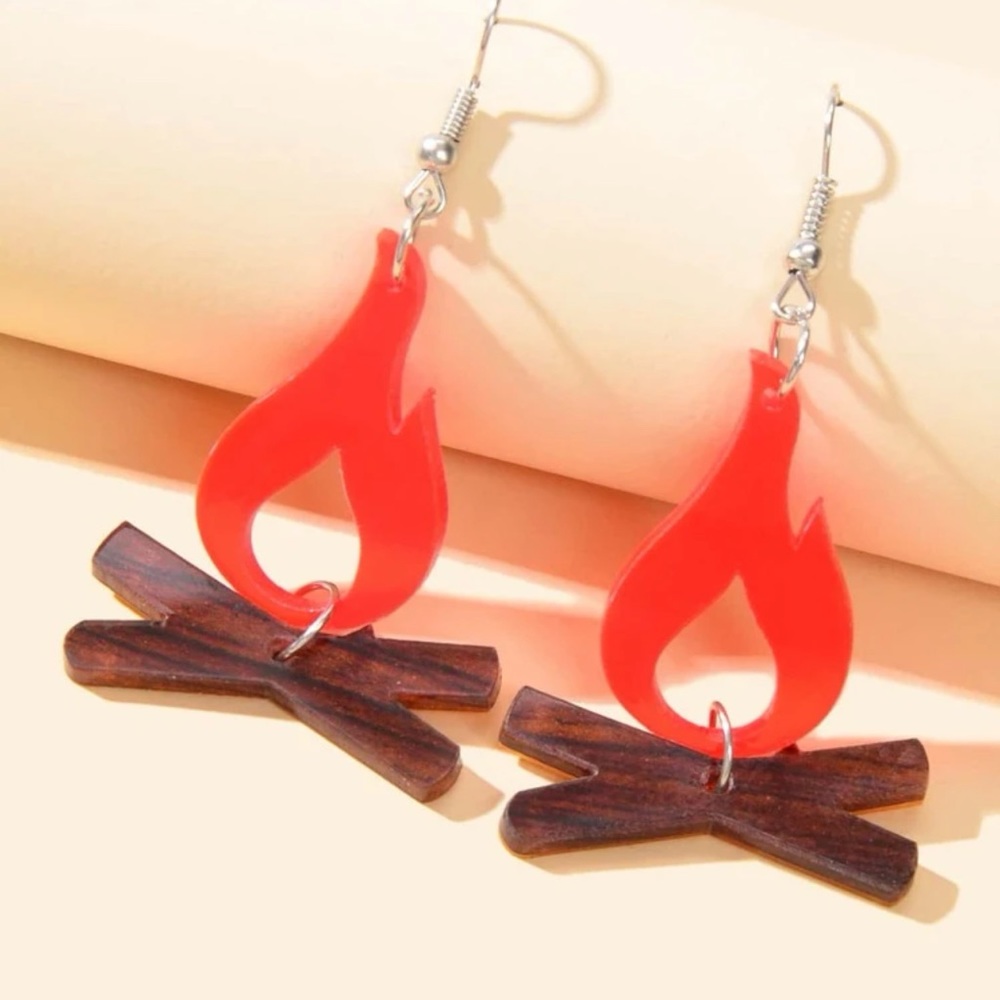 ⛺️ Awesome Campfire Fire Drop Earrings 🔥 - Picture 5 of 5